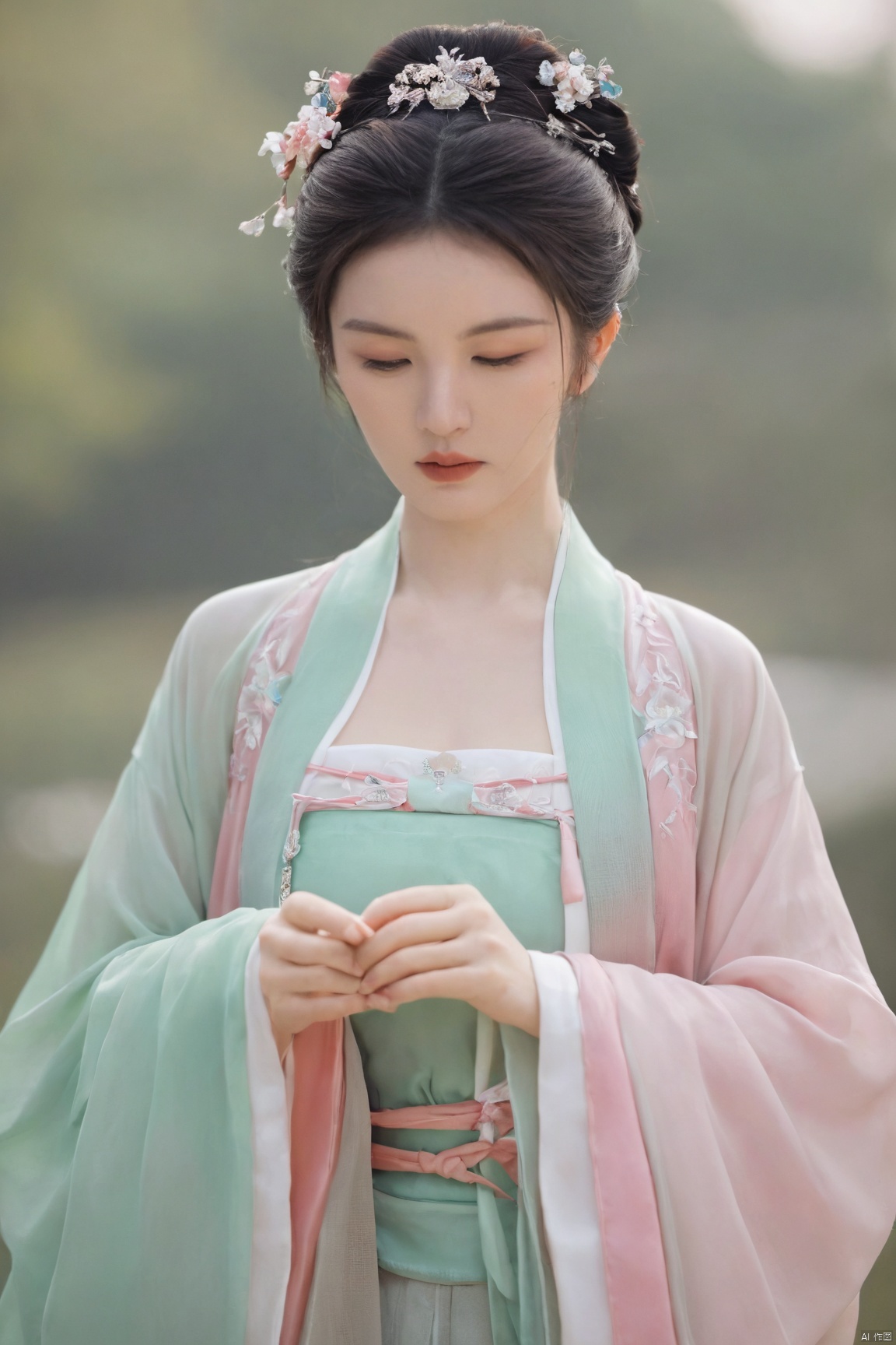 Surrealist beauty photo, hanfu,Xtianxiwei,(big_breasts:1.89),1girl,