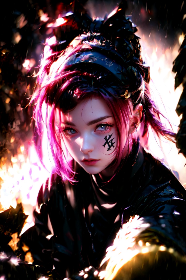 a Japanese ninja assassin girl,  long red hair,  ready to attack on Tensor.Art