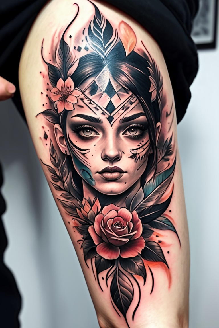 beautiful mixed detail tattoo on Tensor.Art