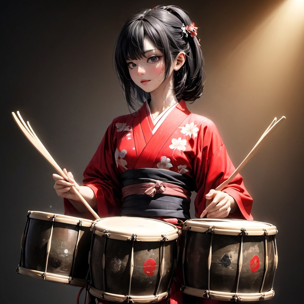 t4n4k4,  black and red sleeveless kimono、highest quality、Masterpiece、Official Art、Award-winning works、photograph、The best...