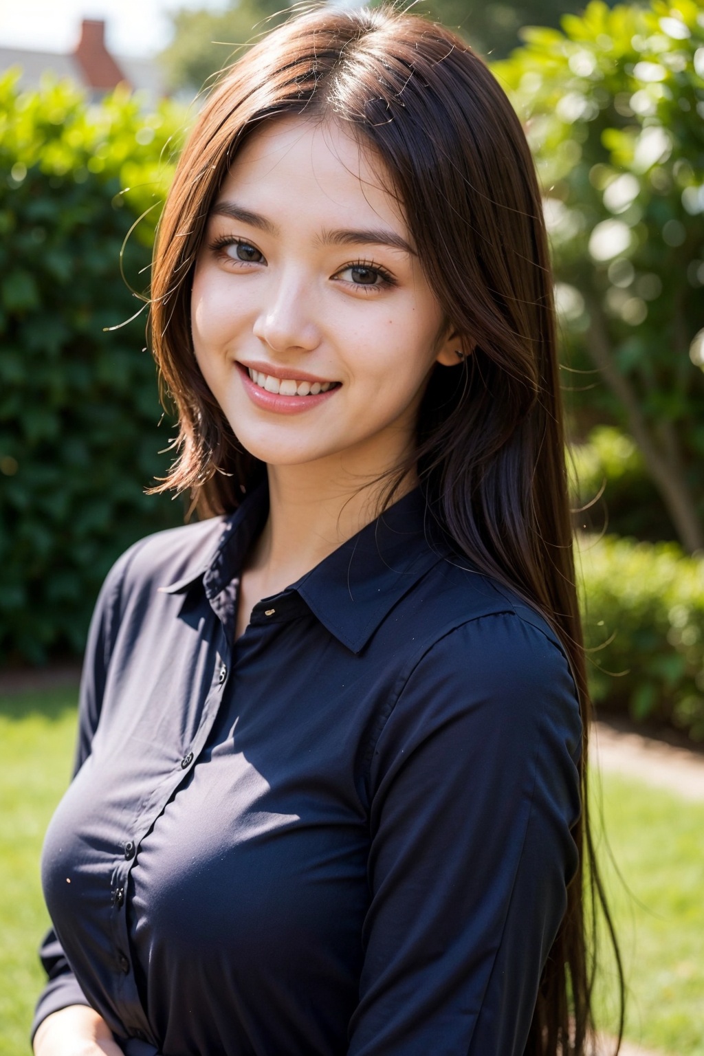 one beautiful girl,  long hair,  collared blouse on Tensor.Art