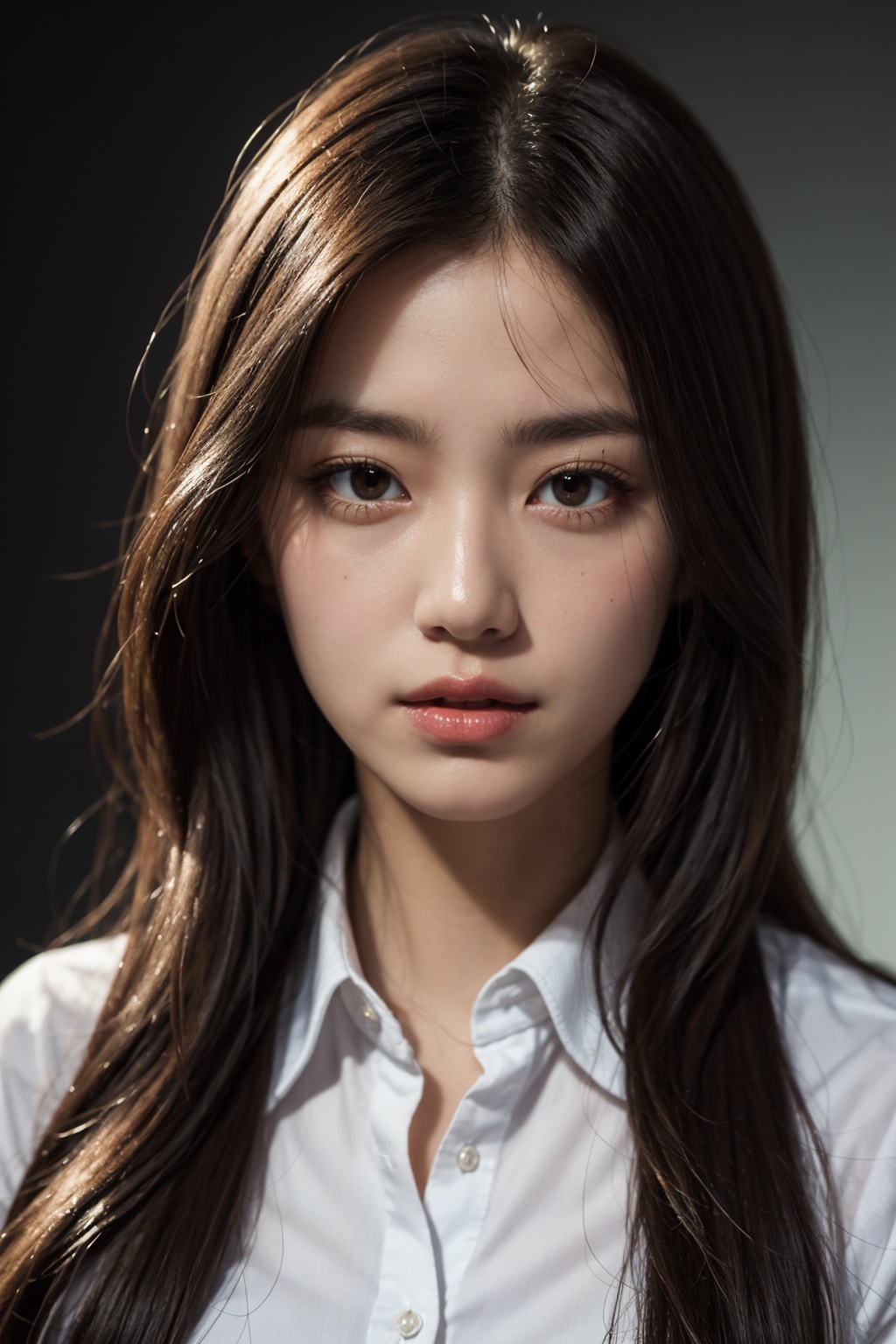 ****_female,  long wavy hair,  collared shirt on Tensor.Art