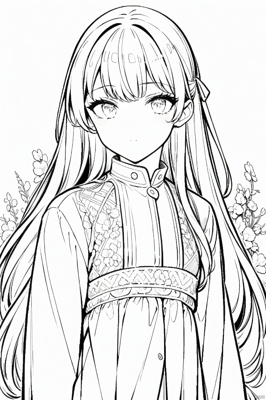 lineart, sketch,1girl,