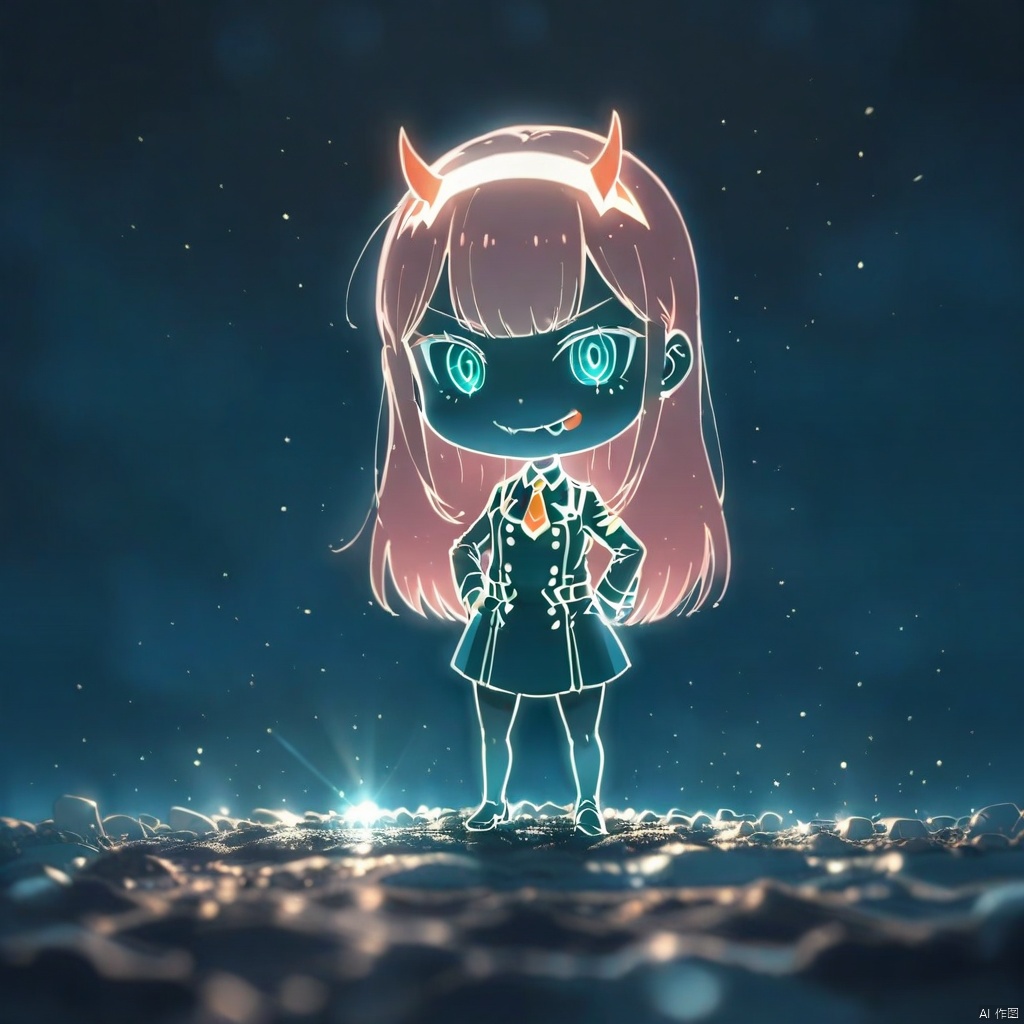 lineart,chibi, (masterpiece),(best quality),full_body,(masterpiece),(best quality),1girl, aqua_background, aqua_eyes, blue_background, buttons, double-breasted, fangs, green_eyes, hairband, horns, long_hair, looking_at_viewer, military, military_uniform, necktie, pink_hair, sky, solo, tongue, tongue_out, uniform, white_hairband, zero_two_\(darling_in_the_franxx\)