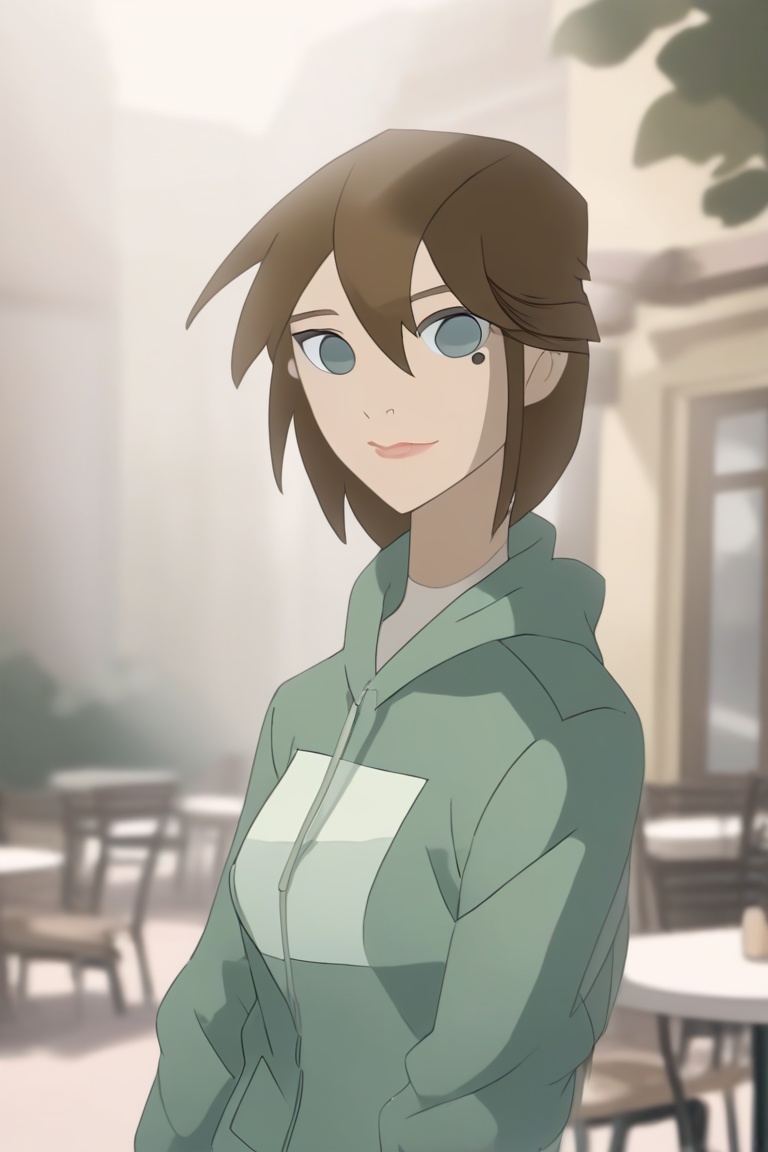 source_cartoon,  portrait of a beautiful French fashion model with bob-cut hair and a sporty athleisure outfit,  ethereal...