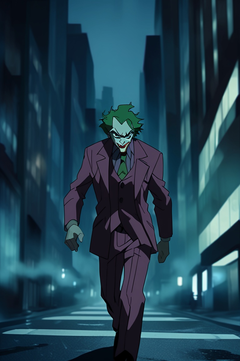the joker walking through streets of new york,  stunning photo,  dark moody aesthetic on Tensor.Art