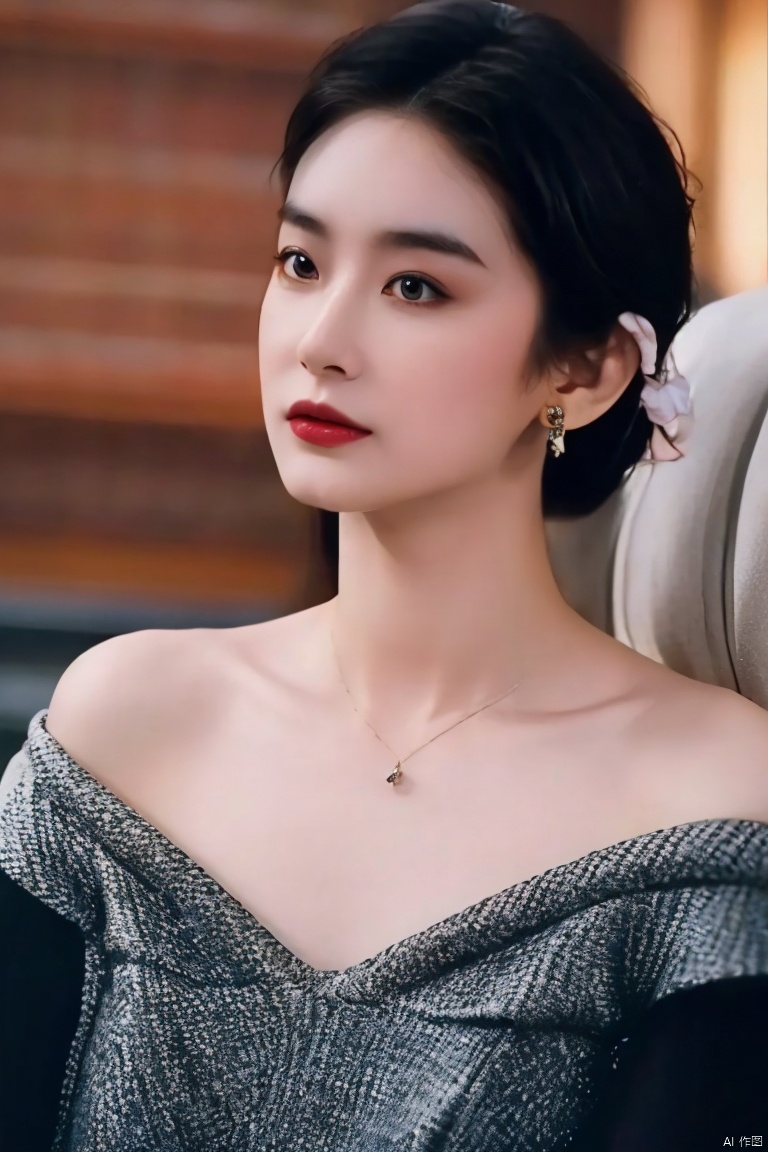  Surrealist beauty photo, a beautiful woman wearing complex and detailed colored clothes and future jewelry, low cut.,