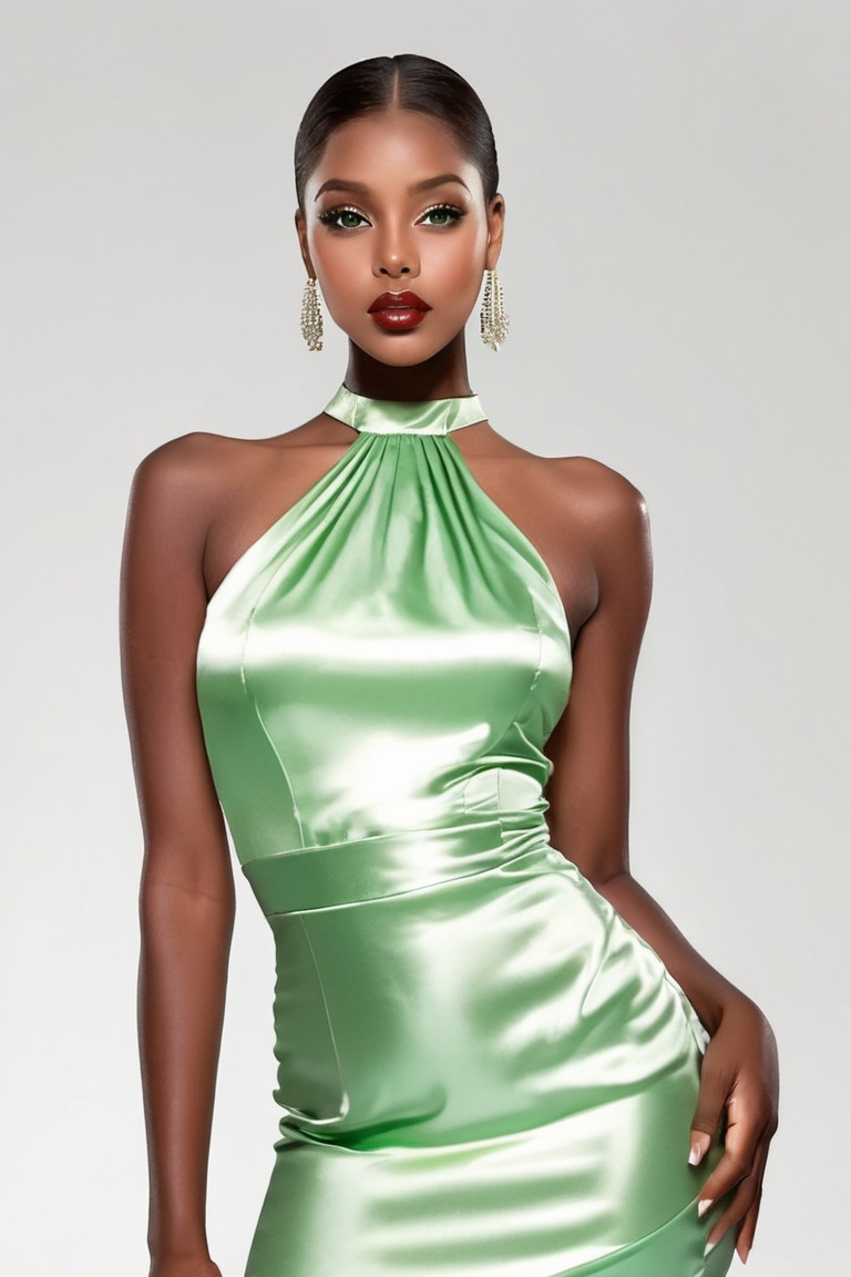 1girl,  dark skin,  green eyes on Tensor.Art