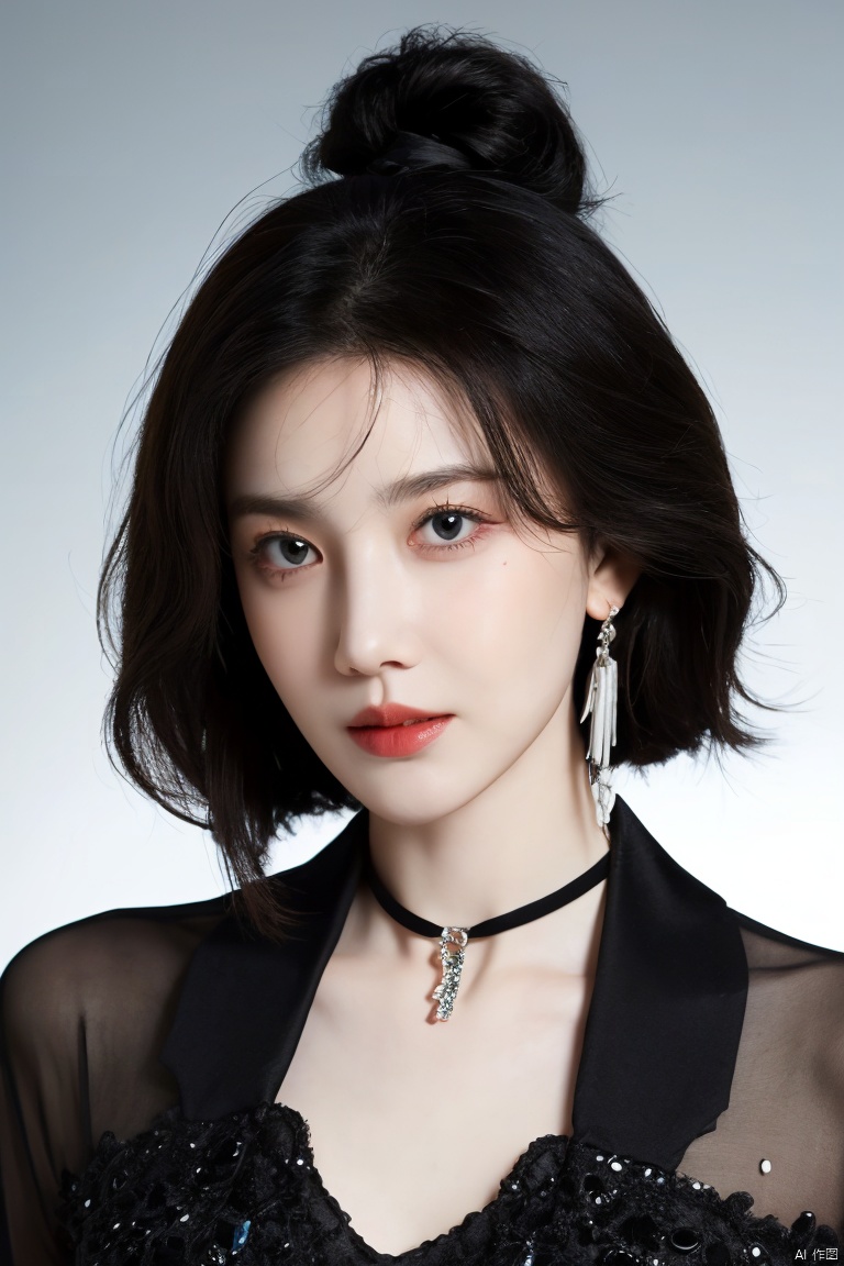  Surrealist beauty photo, a beautiful woman wearing complex and detailed colored clothes and future jewelry, low cut.,