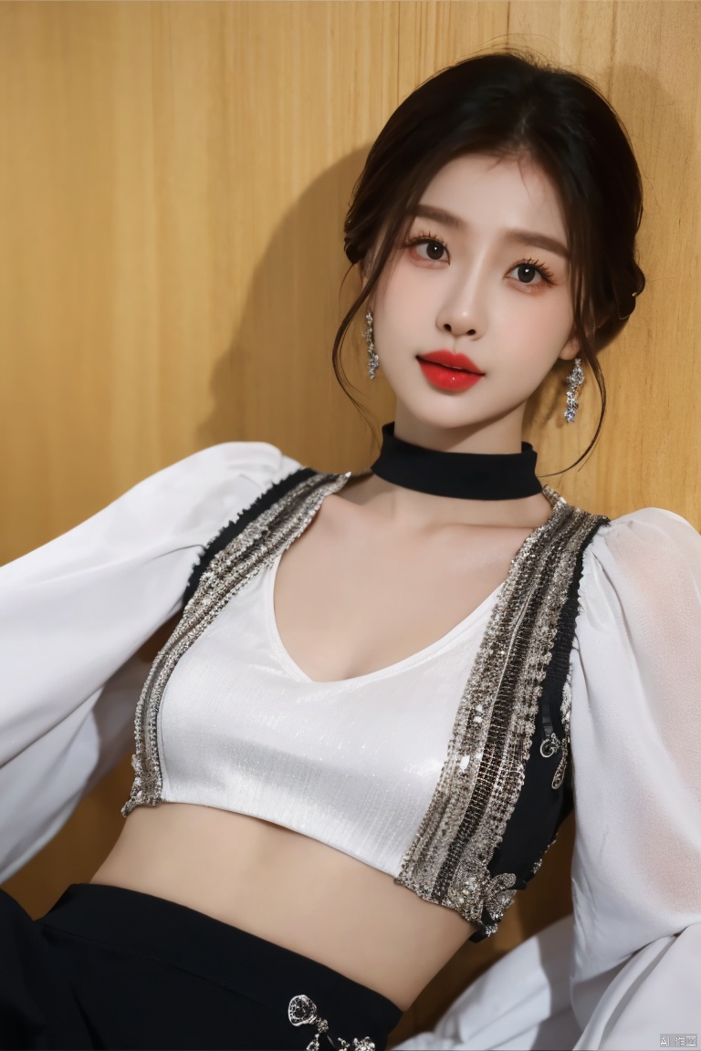  Surrealist beauty photo, a beautiful woman wearing complex and detailed colored clothes and future jewelry, low cut.,