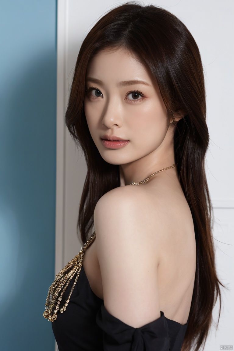  Surrealist beauty photo, a beautiful woman wearing complex and detailed colored clothes and future jewelry, low cut.,