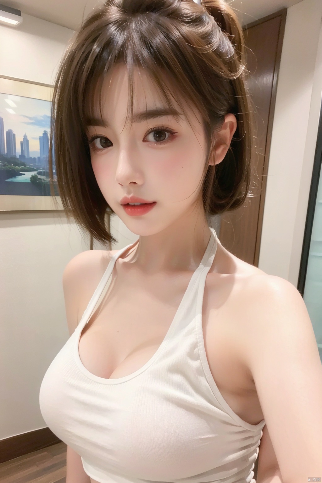  1girl,beautiful girl,looking at viewer,(best quality, masterpiece, ultra-high resolution, 8K, HDR, UHD, 64K, official art),photo,Ultra-realistic,full frontal,upper body,