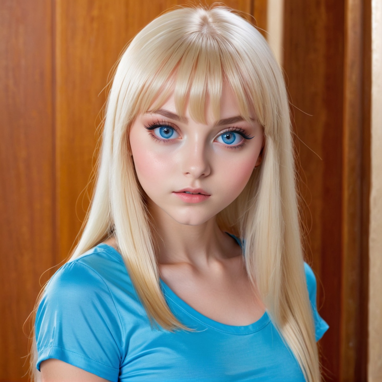 Unparalleled beauty,  shiny shiny firm and shiny skin,  bangs between eyes on Tensor.Art