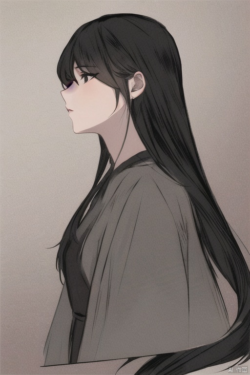 solo, highly detailed, cinematic highlight hair, (best quality), ((masterpiece)),1girl, black hair,simple_background, long hair, ge,yu,