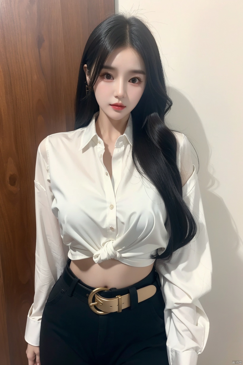 araffe woman in a white shirt and black pants posing for a picture,wearing white shirt,wearing in shirt,wearing a white blouse,wearing a blouse,portrait of female korean idol,button - up shirt,wearing a white button up shirt,wearing a linen shirt,long shirt,white blouse,ulzzang,clothed in white shirt,white shirt,wearing a white shirt,fine white shirt,white dress shirt,beautiful south korean woman,elegant slim beige shirt,dress shirt,tied - up shirt,+81 magazine,button up shirt,female actress from korea,kim hyun joo,korean women's fashion model,iu,jingna zhang,wavy long black hair,korean idol,beautiful young korean woman,lee ji-eun,lee ji - eun,araffed woman in black top and black pants posing for a picture,jiyun chae,wavy long - length black hair,shoulder-length black hair,lu ji,+81 magazine,wavy shoulder-length hair,kim hyun joo,physical : tinyest midriff ever,tinyest midriff ever,Wang Yuanqi,black wavy hair with bangs,long thin black hair,huge belt,female actress from korea,Du Qiong,Huang Ji,Qian Du,portrait of female korean idol,wavy long black hair,black long hair,shoulder length black hair,id magazine,Hu Zaobin,dilraba dilmurat,wavy black hair,black wavy hair,no logo,beautiful midriff,jia,Chen Jiru,gold belt,Luo Mu,