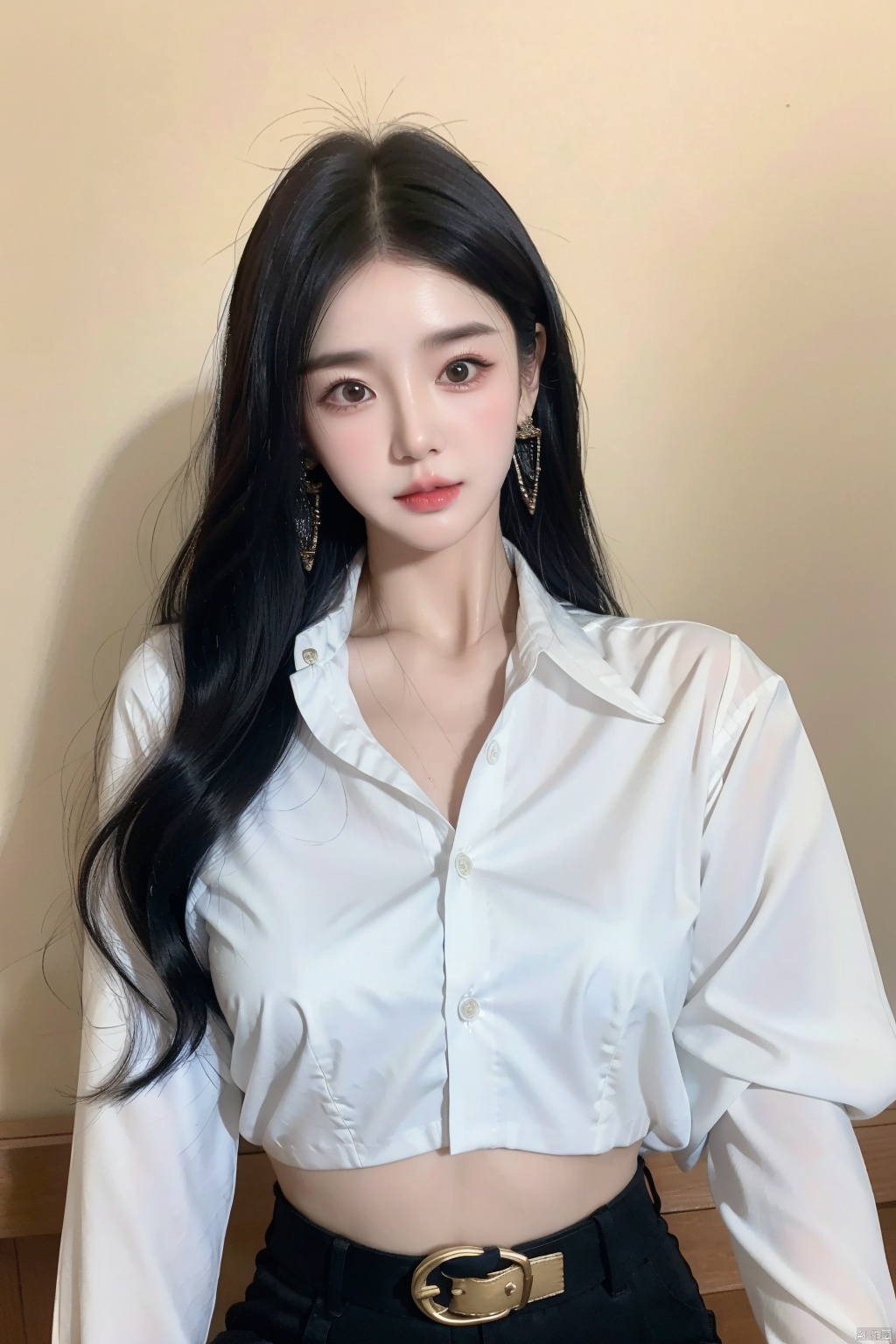 araffe woman in a white shirt and black pants posing for a picture,wearing white shirt,wearing in shirt,wearing a white blouse,wearing a blouse,portrait of female korean idol,button - up shirt,wearing a white button up shirt,wearing a linen shirt,long shirt,white blouse,ulzzang,clothed in white shirt,white shirt,wearing a white shirt,fine white shirt,white dress shirt,beautiful south korean woman,elegant slim beige shirt,dress shirt,tied - up shirt,+81 magazine,button up shirt,female actress from korea,kim hyun joo,korean women's fashion model,iu,jingna zhang,wavy long black hair,korean idol,beautiful young korean woman,lee ji-eun,lee ji - eun,araffed woman in black top and black pants posing for a picture,jiyun chae,wavy long - length black hair,shoulder-length black hair,lu ji,+81 magazine,wavy shoulder-length hair,kim hyun joo,physical : tinyest midriff ever,tinyest midriff ever,Wang Yuanqi,black wavy hair with bangs,long thin black hair,huge belt,female actress from korea,Du Qiong,Huang Ji,Qian Du,portrait of female korean idol,wavy long black hair,black long hair,shoulder length black hair,id magazine,Hu Zaobin,dilraba dilmurat,wavy black hair,black wavy hair,no logo,beautiful midriff,jia,Chen Jiru,gold belt,Luo Mu,