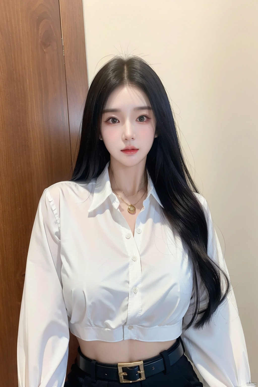 araffe woman in a white shirt and black pants posing for a picture,wearing white shirt,wearing in shirt,wearing a white blouse,wearing a blouse,portrait of female korean idol,button - up shirt,wearing a white button up shirt,wearing a linen shirt,long shirt,white blouse,ulzzang,clothed in white shirt,white shirt,wearing a white shirt,fine white shirt,white dress shirt,beautiful south korean woman,elegant slim beige shirt,dress shirt,tied - up shirt,+81 magazine,button up shirt,female actress from korea,kim hyun joo,korean women's fashion model,iu,jingna zhang,wavy long black hair,korean idol,beautiful young korean woman,lee ji-eun,lee ji - eun,araffed woman in black top and black pants posing for a picture,jiyun chae,wavy long - length black hair,shoulder-length black hair,lu ji,+81 magazine,wavy shoulder-length hair,kim hyun joo,physical : tinyest midriff ever,tinyest midriff ever,Wang Yuanqi,black wavy hair with bangs,long thin black hair,huge belt,female actress from korea,Du Qiong,Huang Ji,Qian Du,portrait of female korean idol,wavy long black hair,black long hair,shoulder length black hair,id magazine,Hu Zaobin,dilraba dilmurat,wavy black hair,black wavy hair,no logo,beautiful midriff,jia,Chen Jiru,gold belt,Luo Mu,