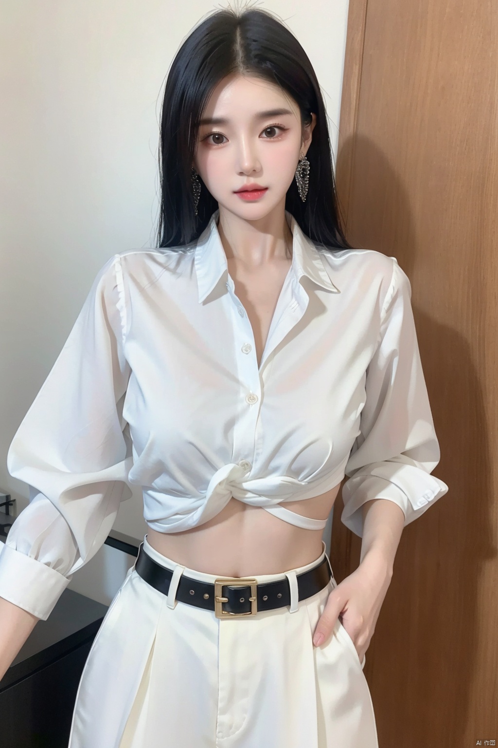 araffe woman in a white shirt and black pants posing for a picture,wearing white shirt,wearing in shirt,wearing a white blouse,wearing a blouse,portrait of female korean idol,button - up shirt,wearing a white button up shirt,wearing a linen shirt,long shirt,white blouse,ulzzang,clothed in white shirt,white shirt,wearing a white shirt,fine white shirt,white dress shirt,beautiful south korean woman,elegant slim beige shirt,dress shirt,tied - up shirt,+81 magazine,button up shirt,female actress from korea,kim hyun joo,korean women's fashion model,iu,jingna zhang,wavy long black hair,korean idol,beautiful young korean woman,lee ji-eun,lee ji - eun,araffed woman in black top and black pants posing for a picture,jiyun chae,wavy long - length black hair,shoulder-length black hair,lu ji,+81 magazine,wavy shoulder-length hair,kim hyun joo,physical : tinyest midriff ever,tinyest midriff ever,Wang Yuanqi,black wavy hair with bangs,long thin black hair,huge belt,female actress from korea,Du Qiong,Huang Ji,Qian Du,portrait of female korean idol,wavy long black hair,black long hair,shoulder length black hair,id magazine,Hu Zaobin,dilraba dilmurat,wavy black hair,black wavy hair,no logo,beautiful midriff,jia,Chen Jiru,gold belt,Luo Mu,