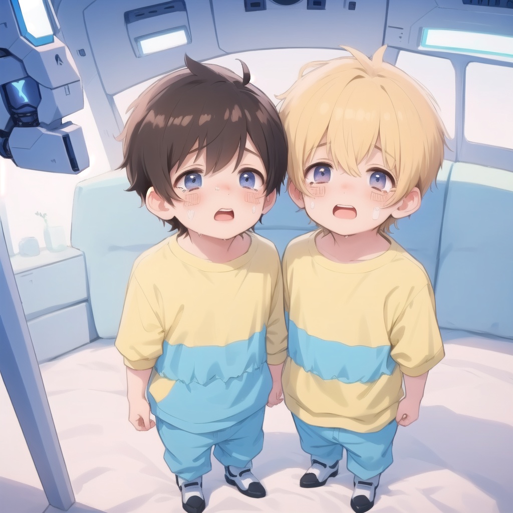 2 little boys,  cry,  cute on Tensor.Art
