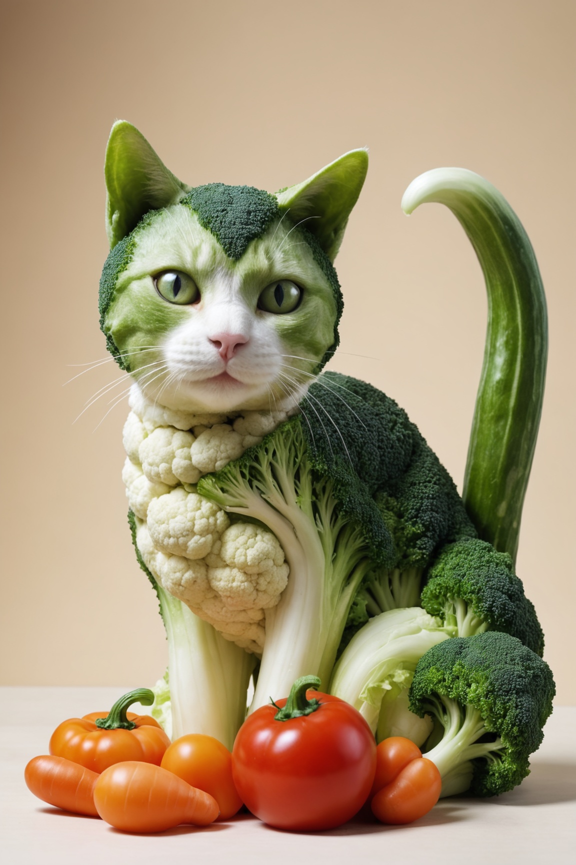 a cat made of vegetable on Tensor.Art