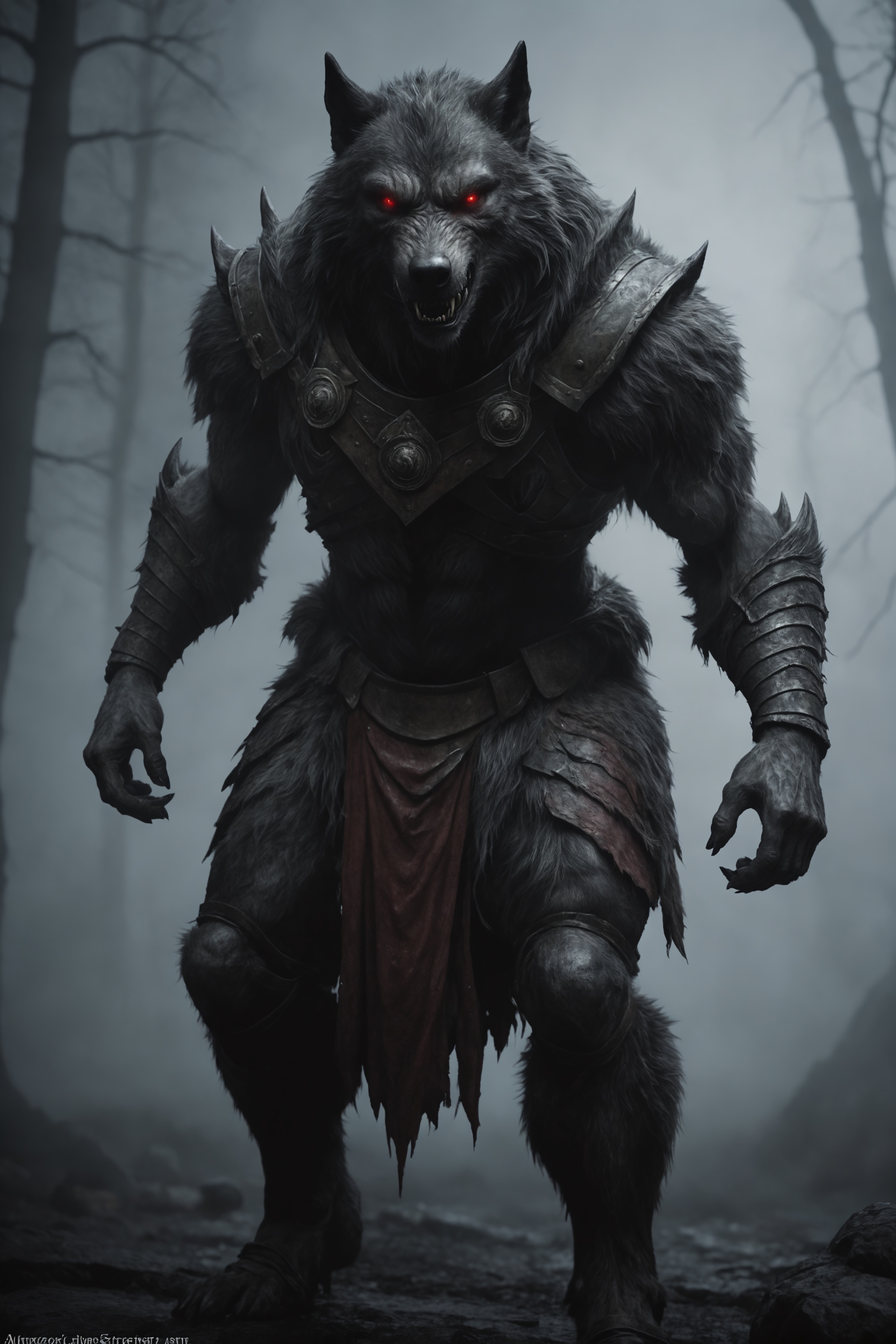 cinematic,  werewolf,  inricate armor on Tensor.Art