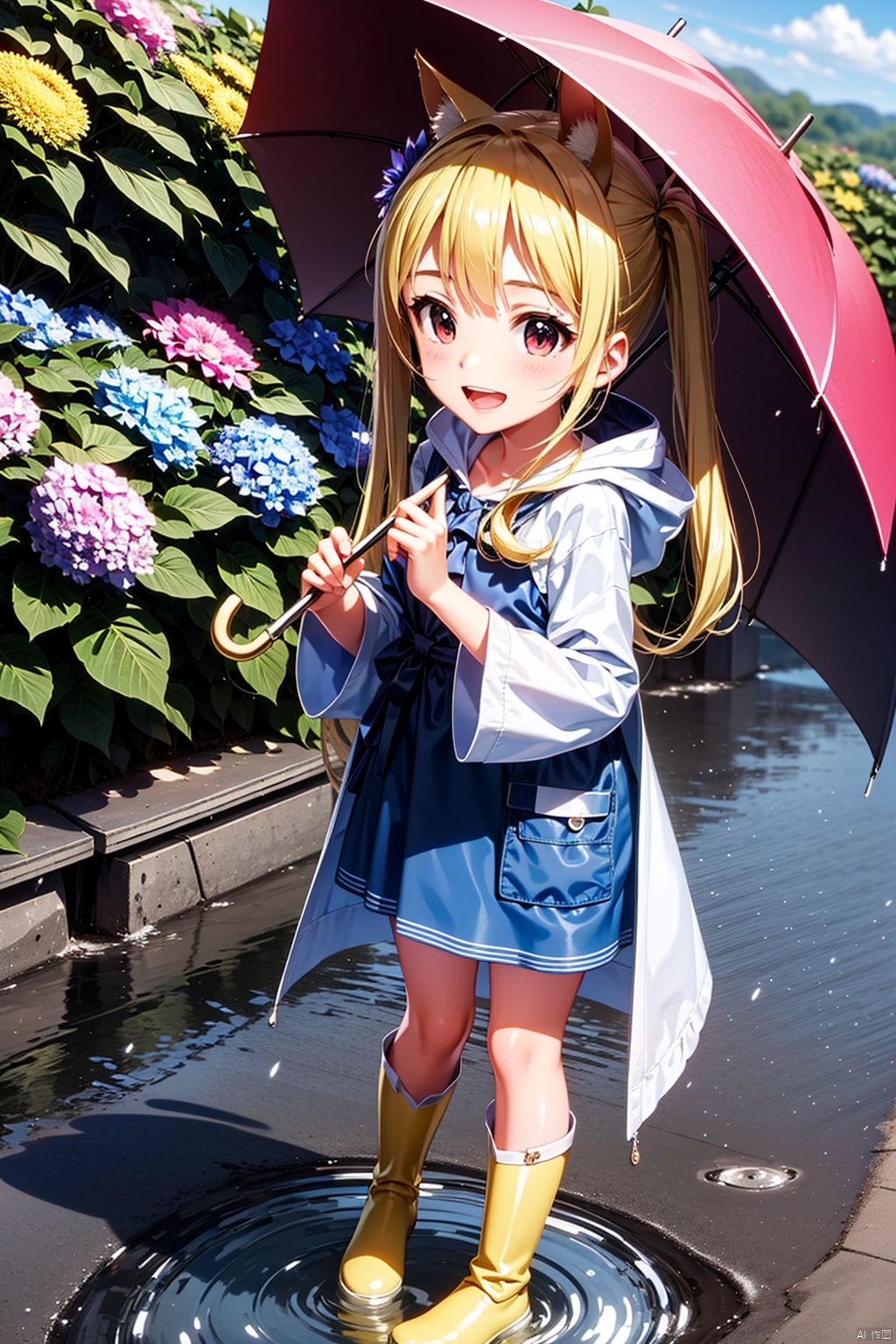 1girl,  rainbow,  raincoat on Tensor.Art
