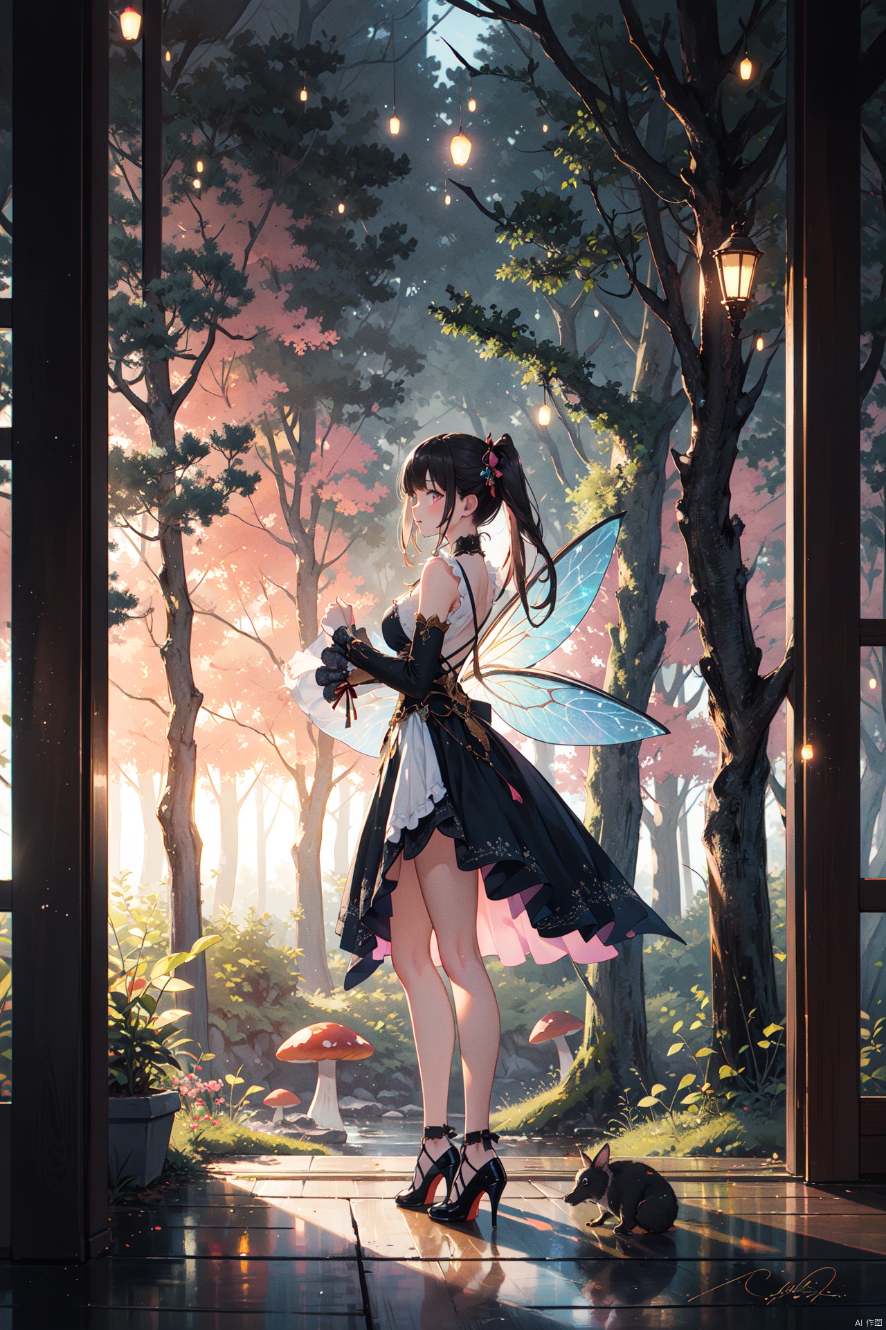 Here is a prompt for an extremely detailed and high-quality CG wallpaper:

A breathtaking fantasy forest masterpiece, showcasing towering pink trees with glowing mushrooms, hidden fairy glens, and a sense of mystique. In the foreground, a solo full-body portrait of xinniang (1 cute girl) is perfectly framed within the scene, as she playfully chases after fireflies in a whimsical 1.5x magnification. The setting sun casts a warm backlight, with shallow depth of field and bokeh effect. The overall aesthetic is photorealistic, with intricate details and pastel colors reminiscent of oil painting. HDR and chromatic aberration effects enhance the image's drama and realism. This stunning artwork is sure to trend on ArtStation and CGSociety for its sheer quality and attention to detail.