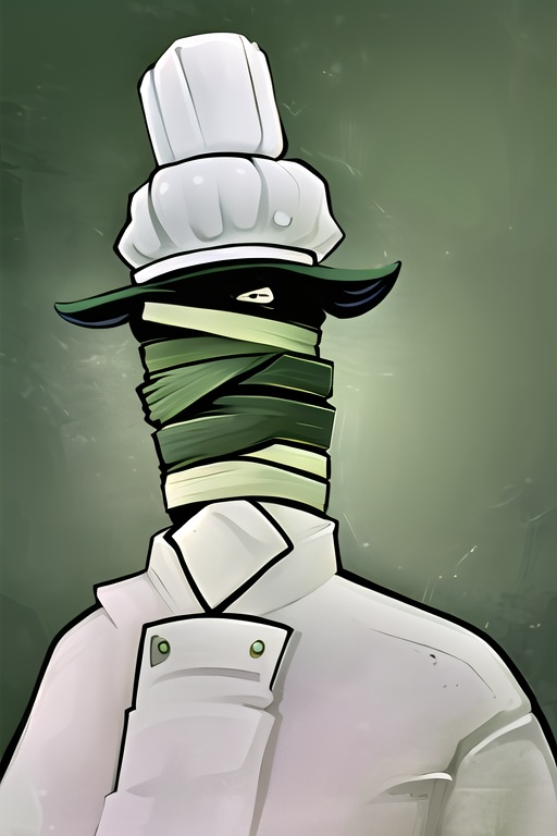 SSea,  Portrait,  a chef with a heavily bandaged head on Tensor.Art