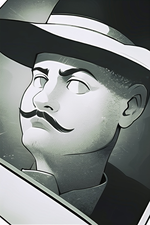 ssea,  a black and white polaroid picture of a man with a mustache and a hat,  ssea on Tensor.Art