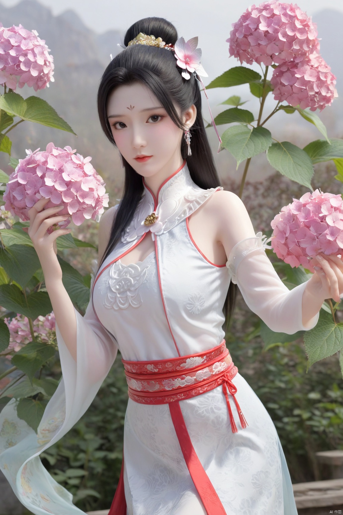 Xbaihehuai,1girl,solo,looking_at_viewer, (big breasts:1.23), X-Hydrangea, Yunxiao_xianzi, Xcheongsam,Xtianxiwei,