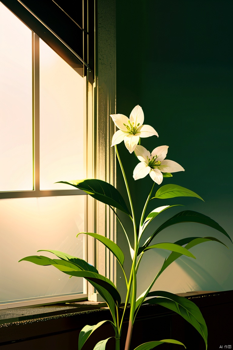 flower, no humans, leaf, plant, white flower, scenery, still life