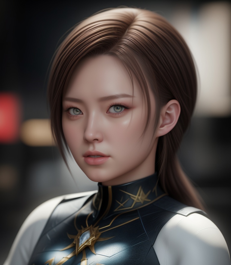 Elegant woman captured in cinematic composition,  soft and beauty lighting enhancing natural skin texture,  black eyes on...