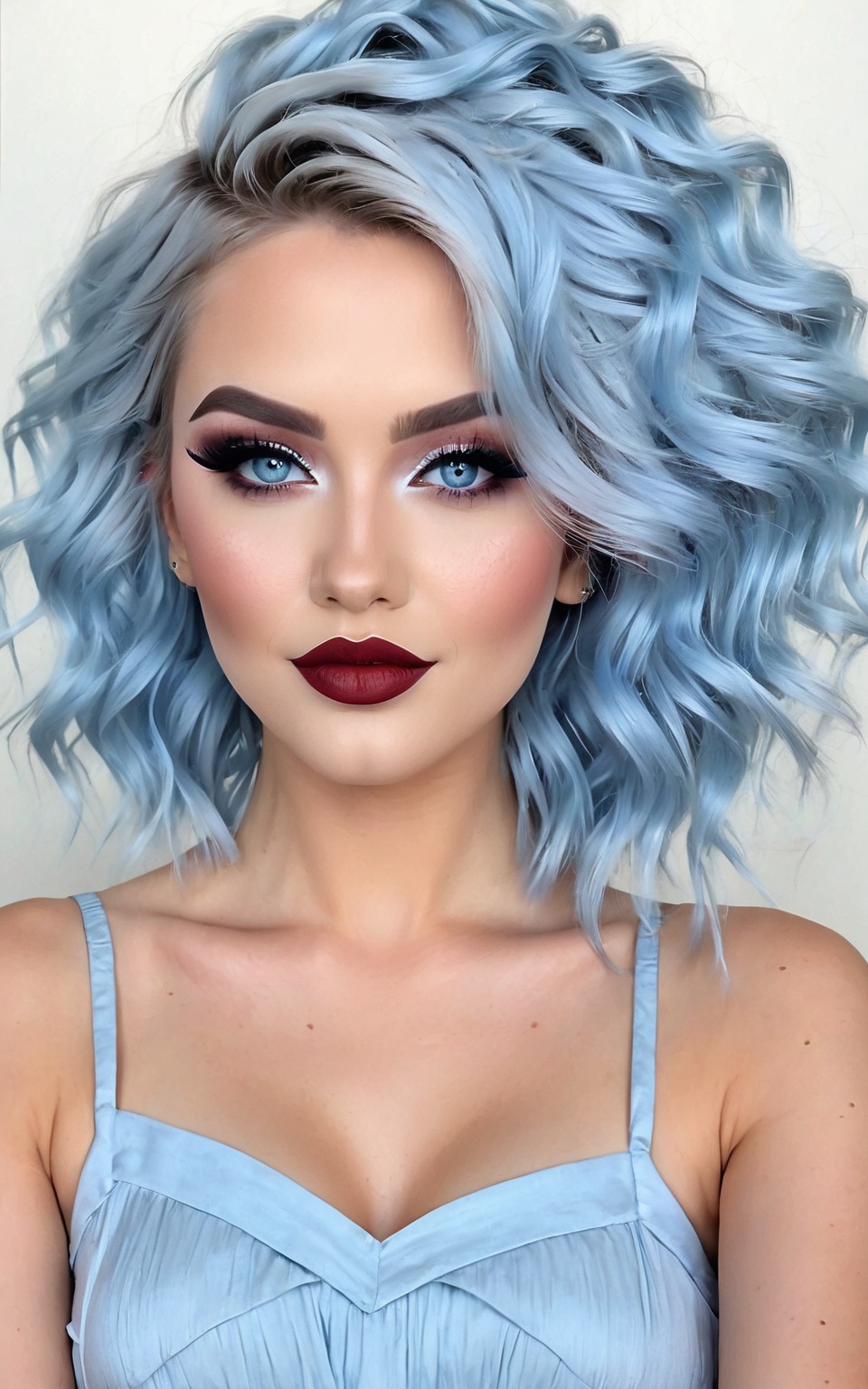 ultra-detailed,  ,  blue messy hair on Tensor.Art