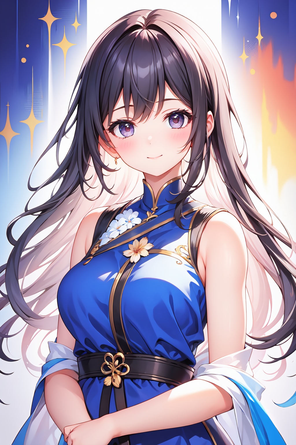 Vey beutiful and cute girl,  brushstrokes in background,  clorful hair on Tensor.Art