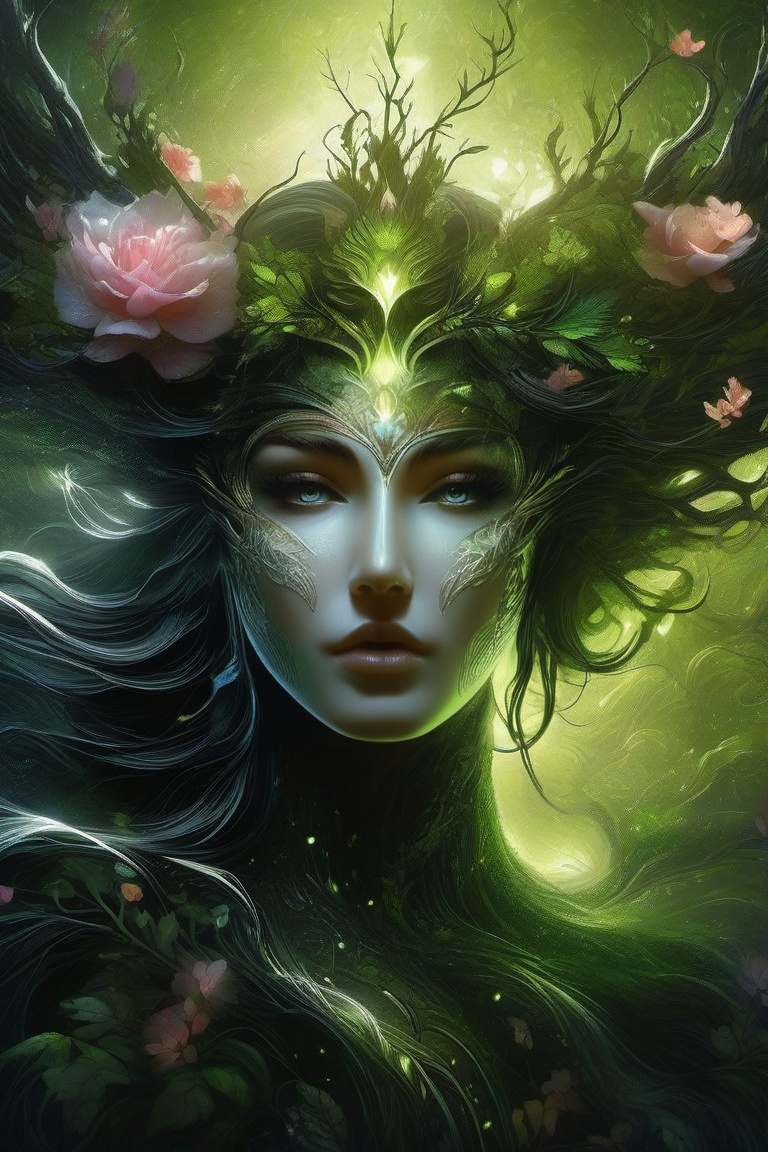 Highly detailed,  highly cinematic,  close-up image of a goddess of nature over the world on Tensor.Art