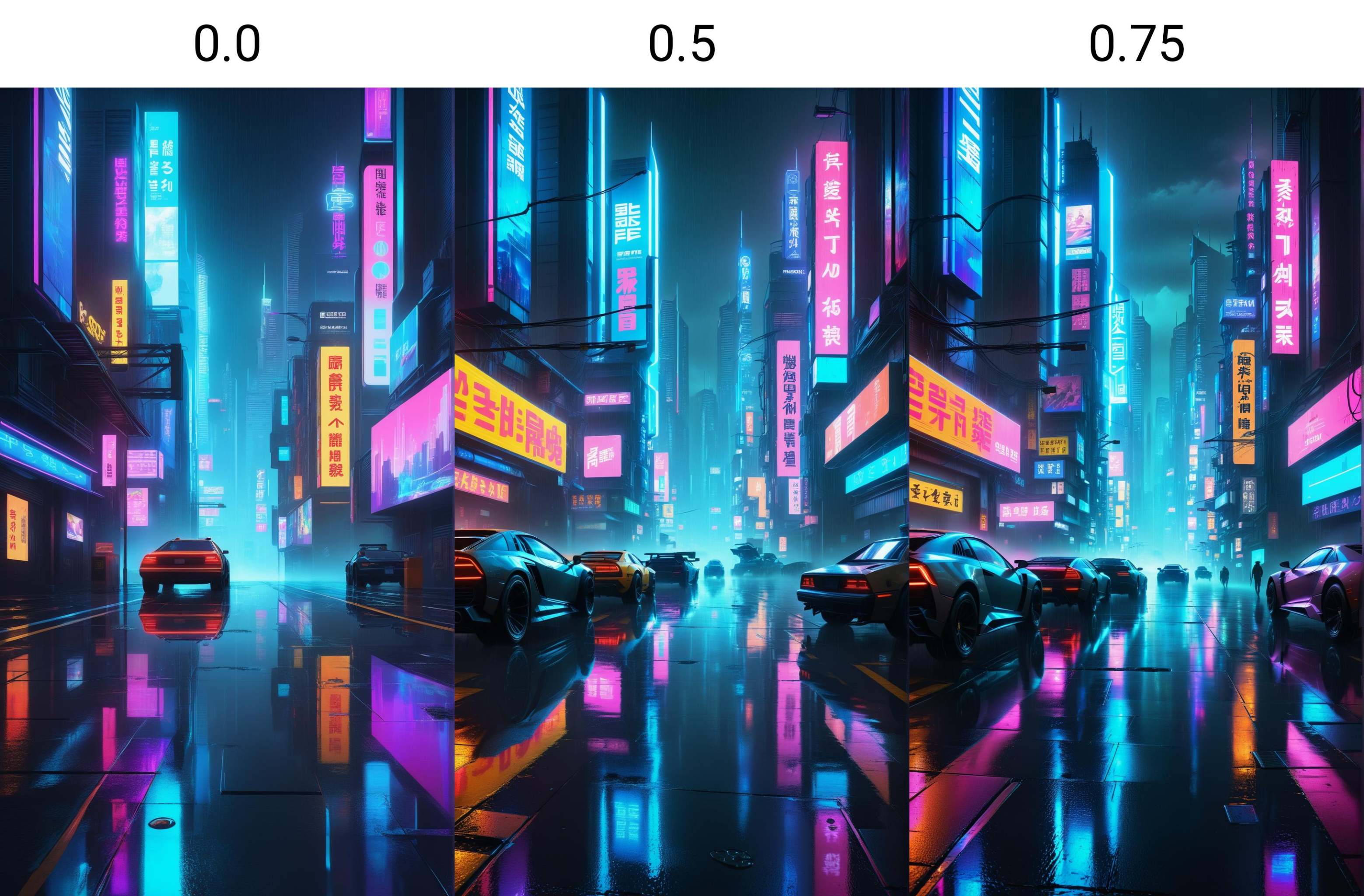 photo of Neon-lit cyberpunk cityscape at night,  tall skyscrapers with glowing holographic advertisements,  rain-soaked st...