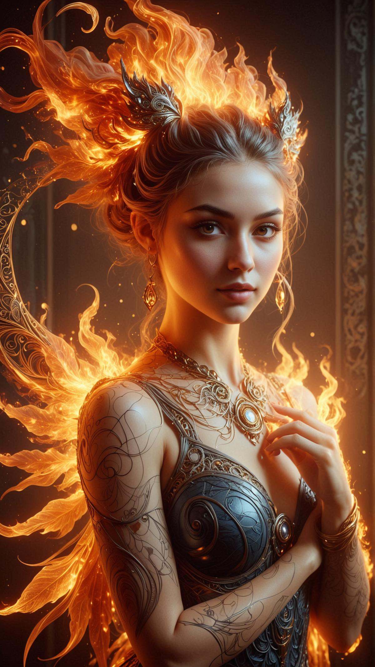 ElementFire Orange fantasy illustration of an intricate tapestry woven from glowing,  shimmering invisible ink,  depicting...