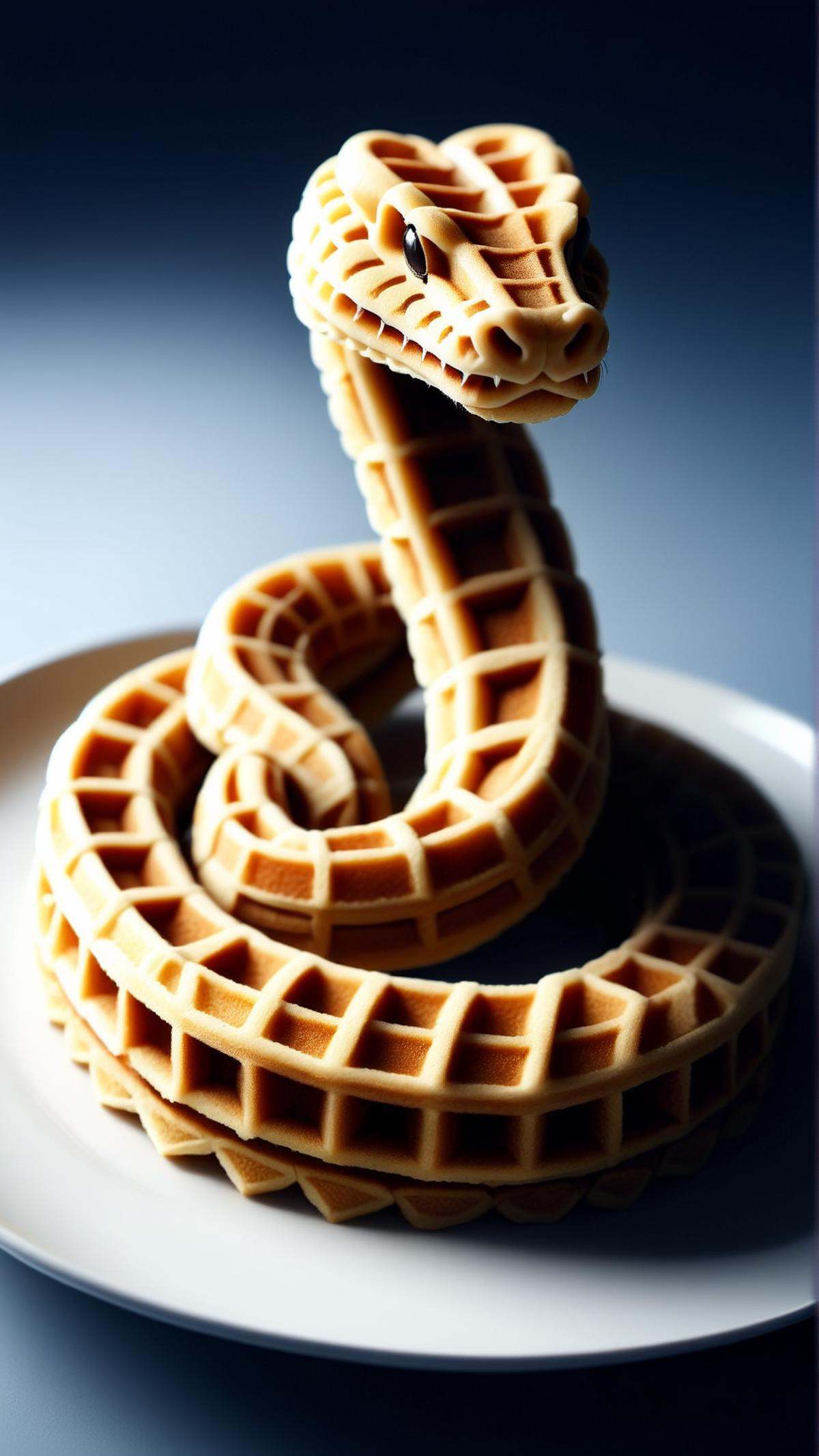 <lora:WaffleStyleXL:1>WaffleStyle  snake, made out of waffles, (Masterpiece:1.3) (best quality:1.2) (high quality:1.1)