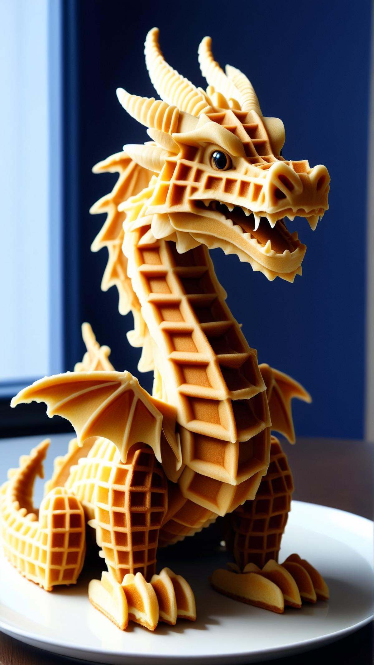<lora:WaffleStyleXL:1>WaffleStyle  dragon, made out of waffles, (Masterpiece:1.3) (best quality:1.2) (high quality:1.1)