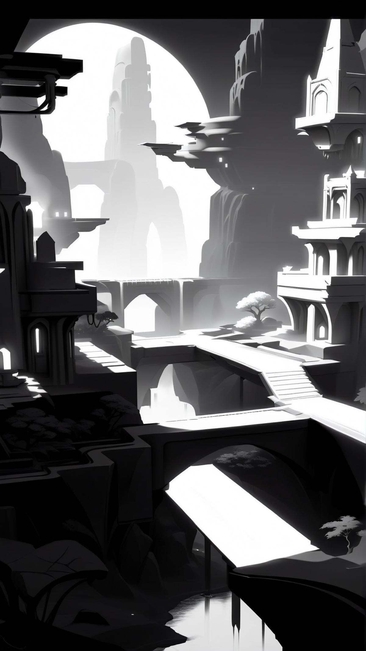 <lora:WhiteboxStyleXL:1>WhiteboxStyle Majestic Elven City: Graceful architecture, waterfalls, glowing trees, elegant bridges, floating lanterns. monochrome, ambient occlusion, <lora:WhiteboxStyle:0.8> WhiteboxStyle, Deep Space Alien Contact Mission: Zero-g maneuvers, extraterrestrial languages, spaceship repairs, planetary exploration., (Masterpiece:1.3) (best quality:1.2) (high quality:1.1)