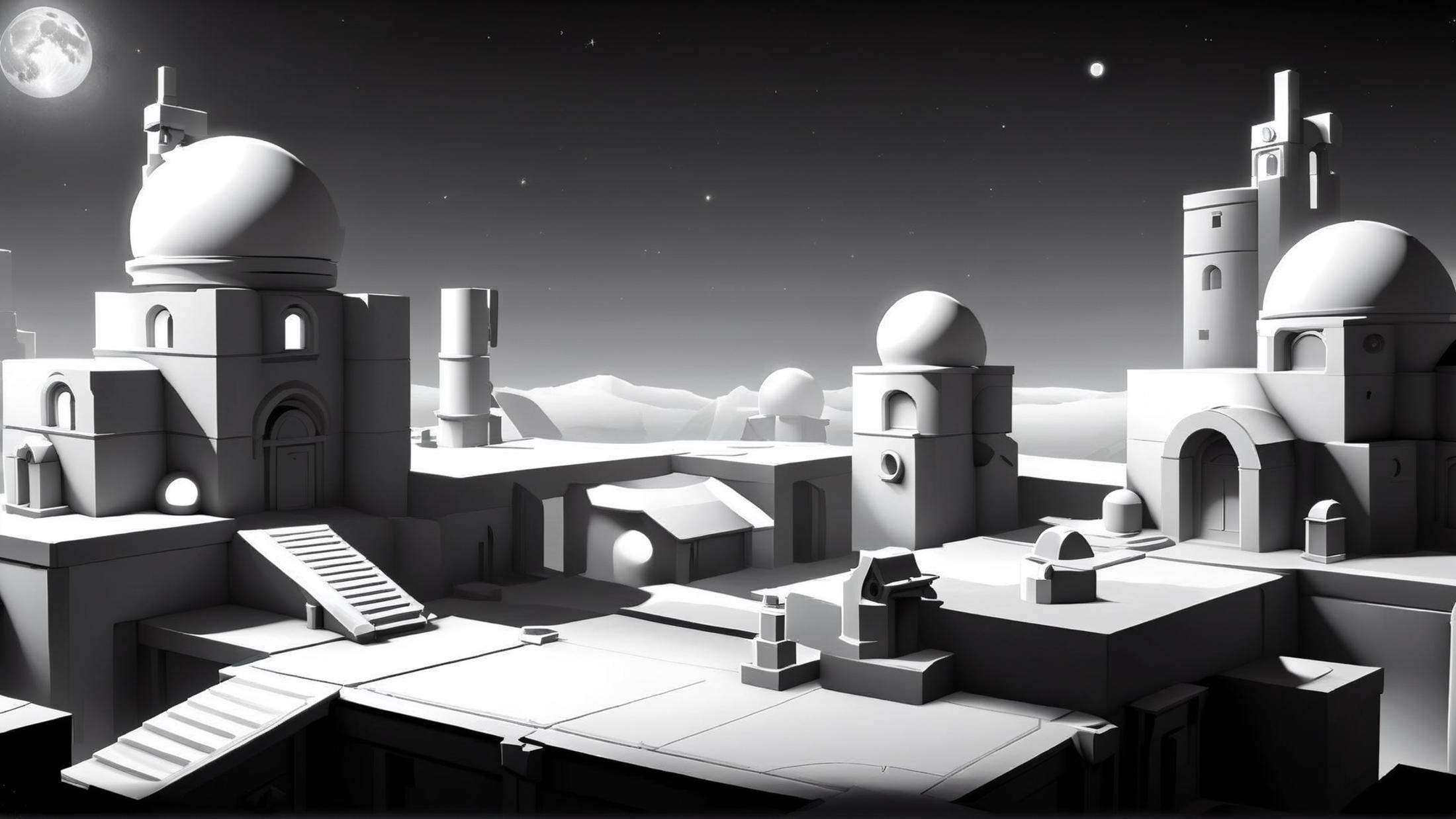 <lora:WhiteboxStyleXL:1>WhiteboxStyle village monochrome, ambient occlusion, <lora:WhiteboxStyle:0.8> WhiteboxStyle, Astronomical Observatory Puzzle: Celestial alignments, telescope adjustments, star maps, planetarium shows, cosmic exploration., (Masterpiece:1.3) (best quality:1.2) (high quality:1.1)