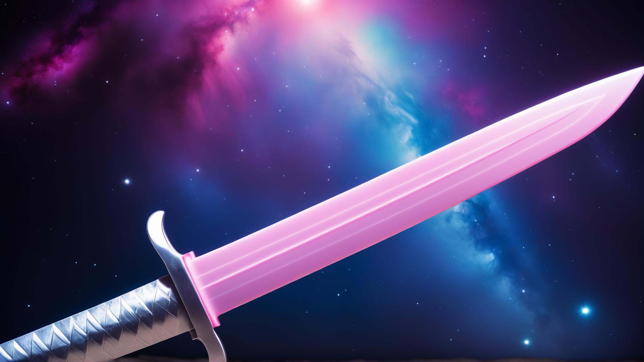 Cinematic photo of BarbieCore sword,  in location: galactic vortex,  detailed background on Tensor.Art