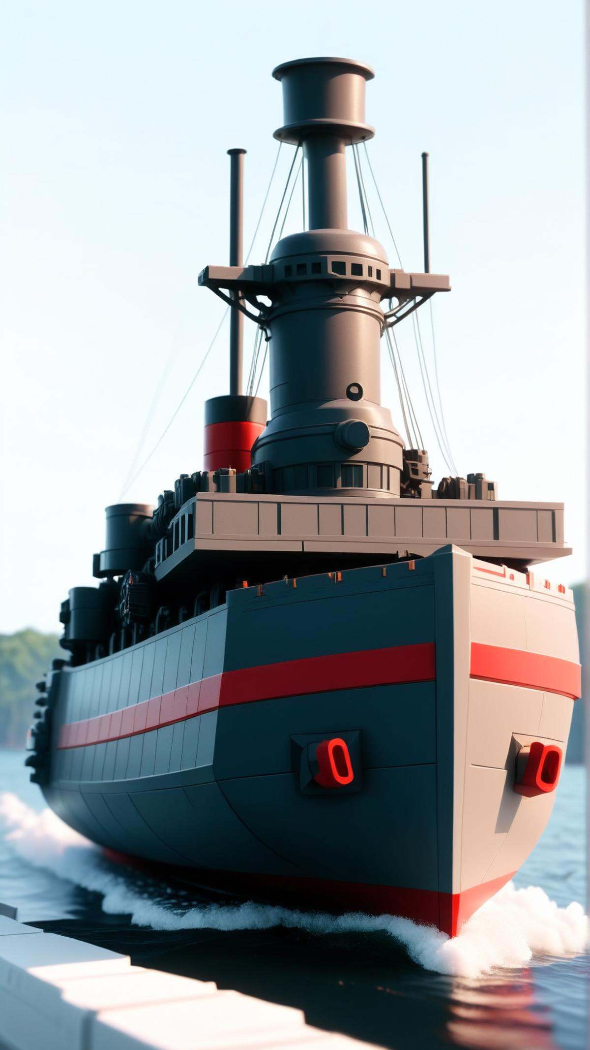 <lora:NESStyleXL:1>NESStyleironclad steamship resistant to traditional cannon fire, NES-inspired, gray plastic, red plastic, 24mm, (analog, cinematic, film grain:1.3), Bokeh DOF, (Masterpiece:1.3) (best quality:1.2) (high quality:1.1)