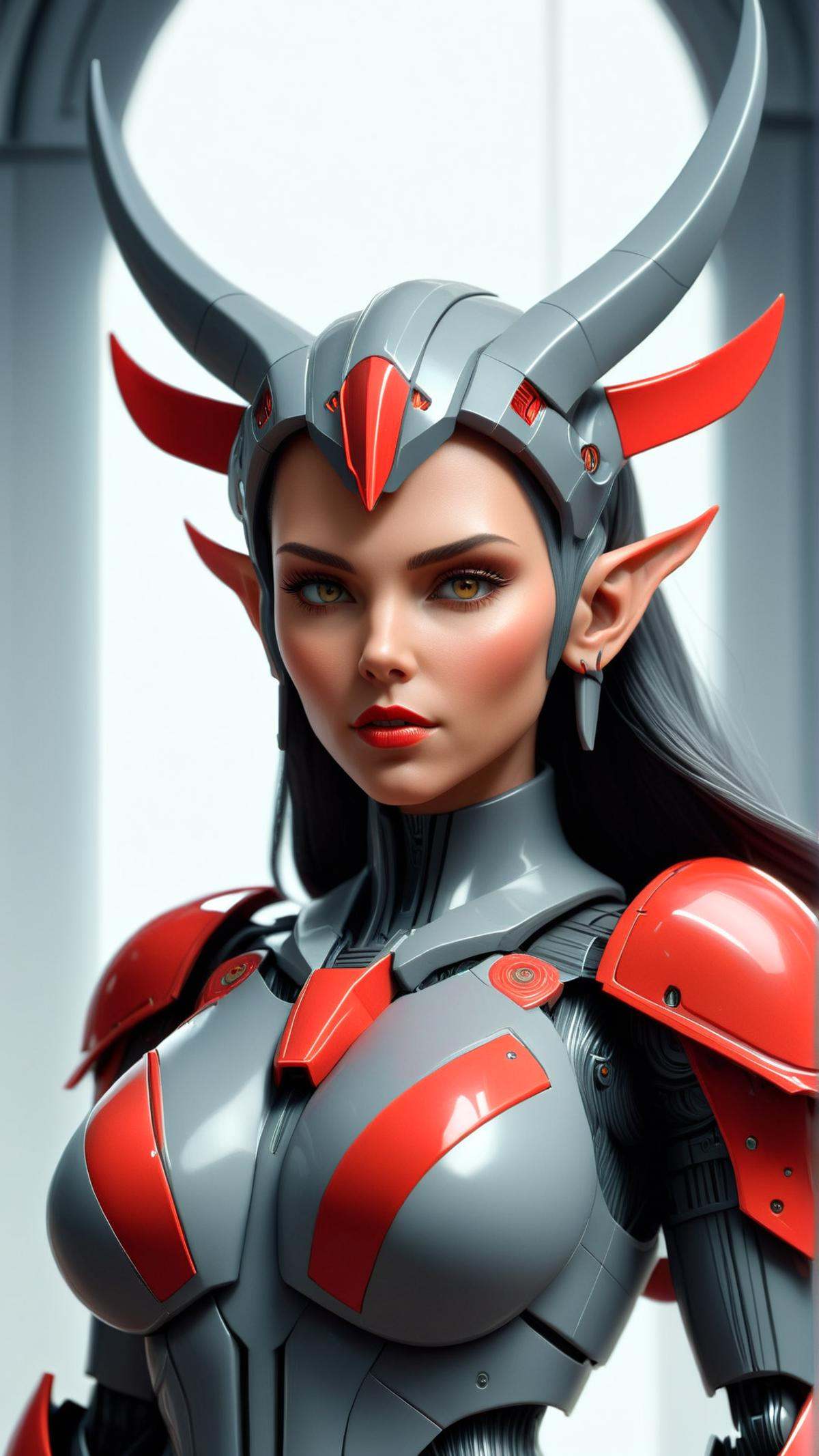 <lora:NESStyleXL:1>NESStyleevil cyborg druid android queen, ultra realistic, concept art, intricate details, serious, highly detailed, photorealistic, octane render, 8 k, unreal engine, art by todd mcfarlane and artgerm and greg rutkowski and alphonse mucha, NES-inspired, gray plastic, red plastic, 24mm, (analog, cinematic, film grain:1.3), Bokeh DOF, (Masterpiece:1.3) (best quality:1.2) (high quality:1.1)