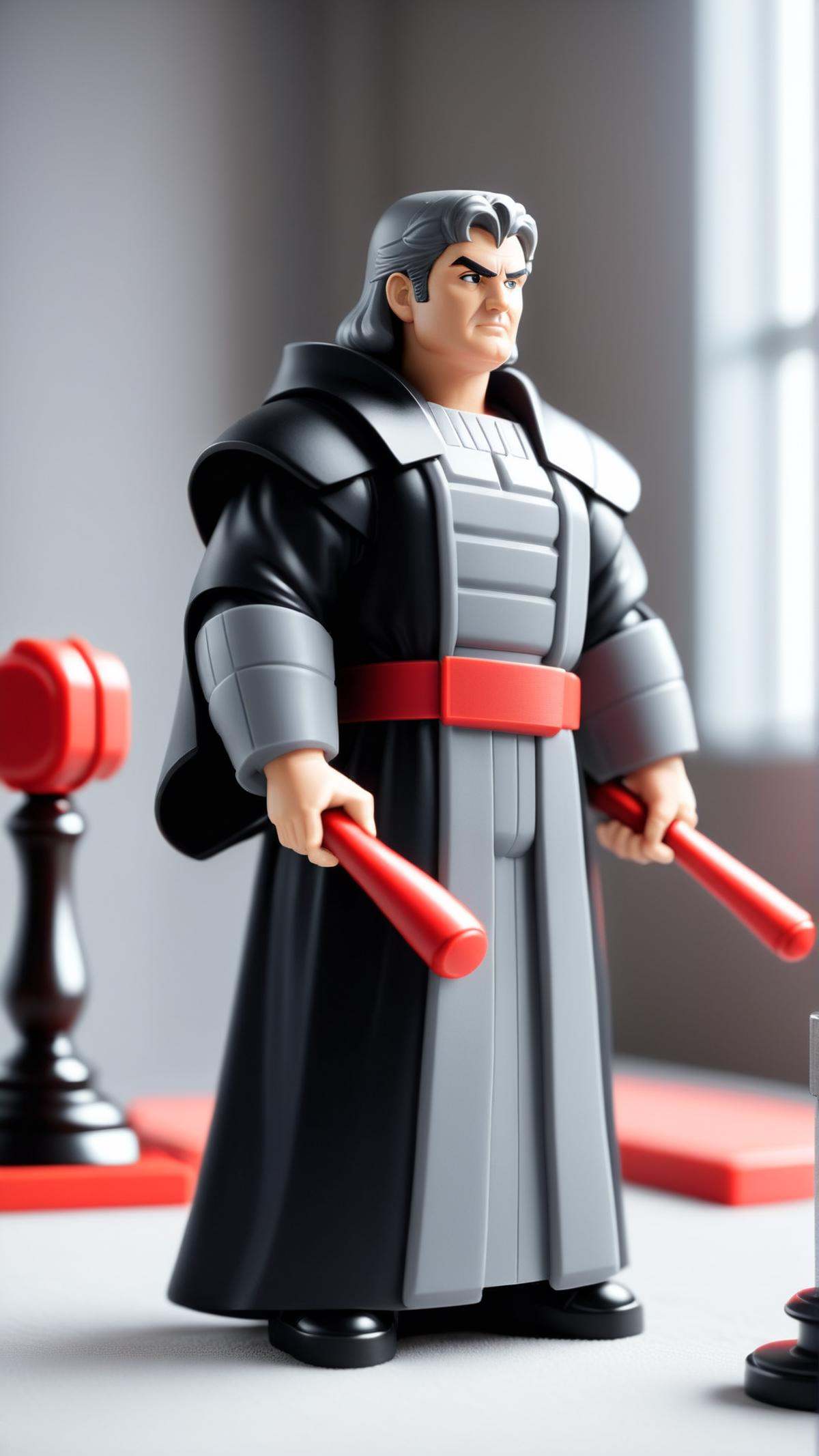 <lora:NESStyleXL:1>NESStylejudge in black robe and gavel, NES-inspired, gray plastic, red plastic, 24mm, (analog, cinematic, film grain:1.3), Bokeh DOF, (Masterpiece:1.3) (best quality:1.2) (high quality:1.1)