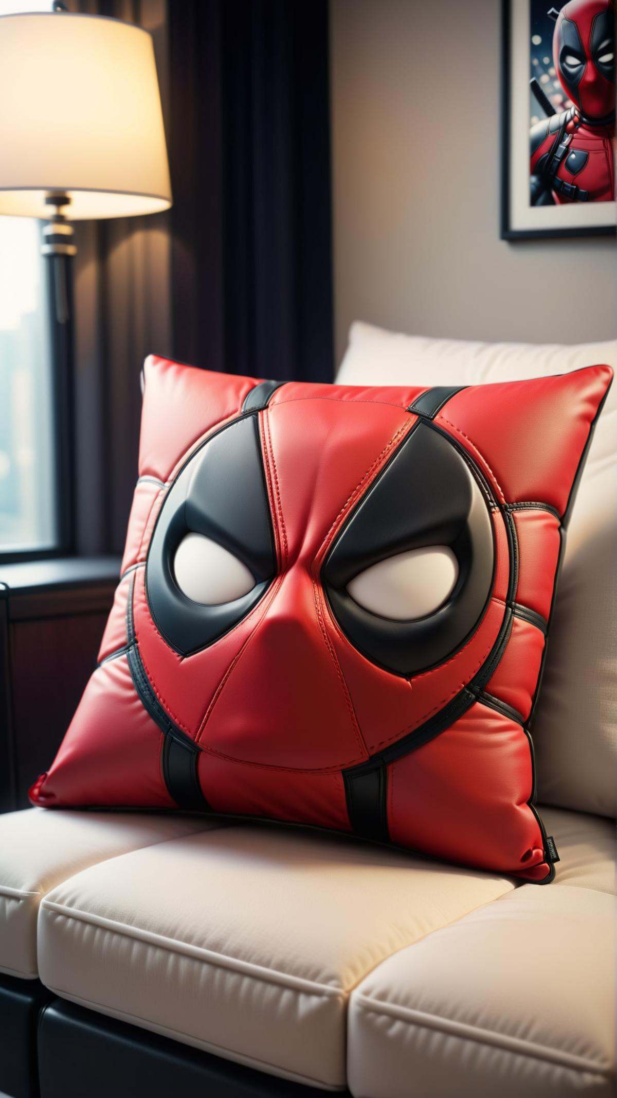 DeadpoolStyle pillow,  24mm, on Tensor.Art