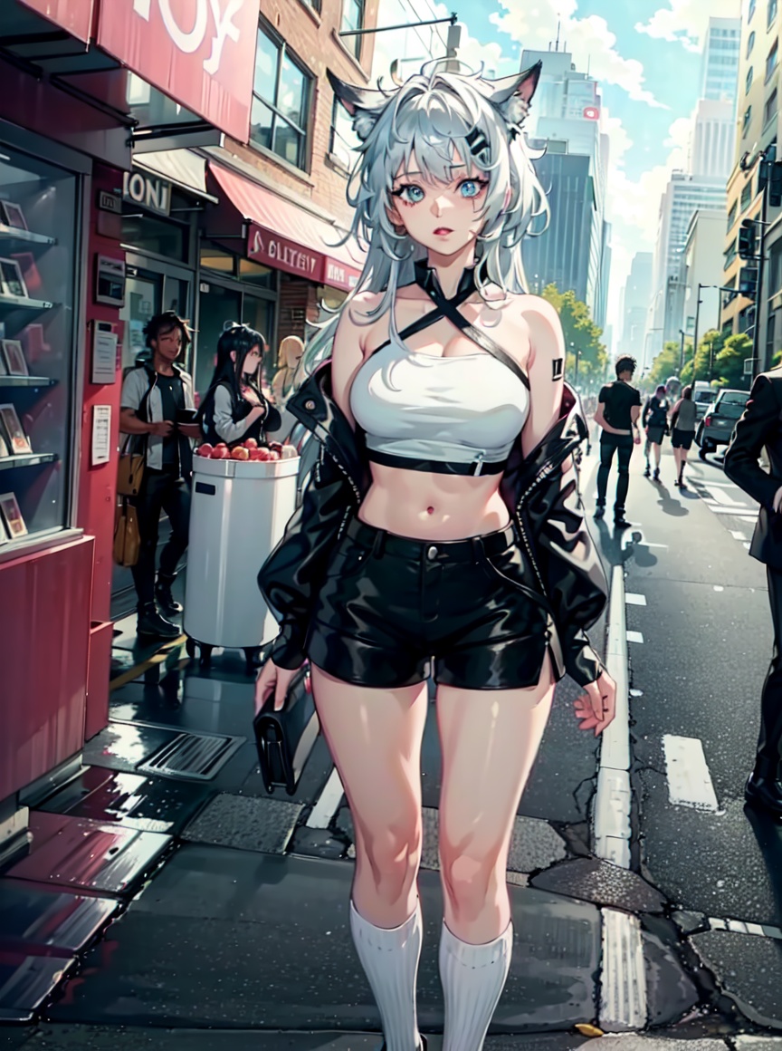 ((original_outfits,  white tube top):1.2),  (black jacket on Tensor.Art