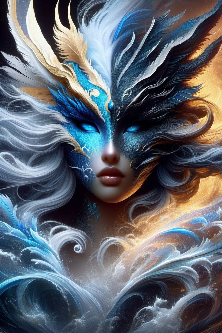 ice and water dragon,  anthropomorphic. head and shoulders portrait,  hyperdetailed on Tensor.Art