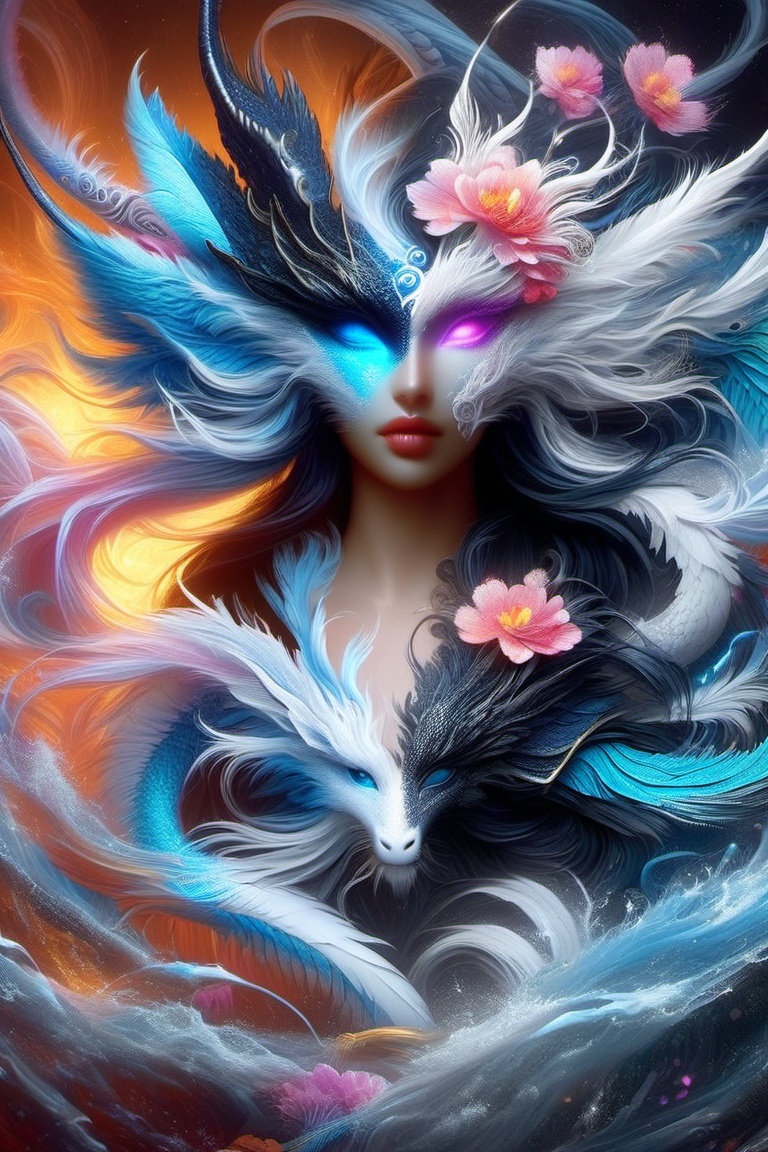 ice and water dragon,  anthropomorphic. head and shoulders portrait,  hyperdetailed on Tensor.Art
