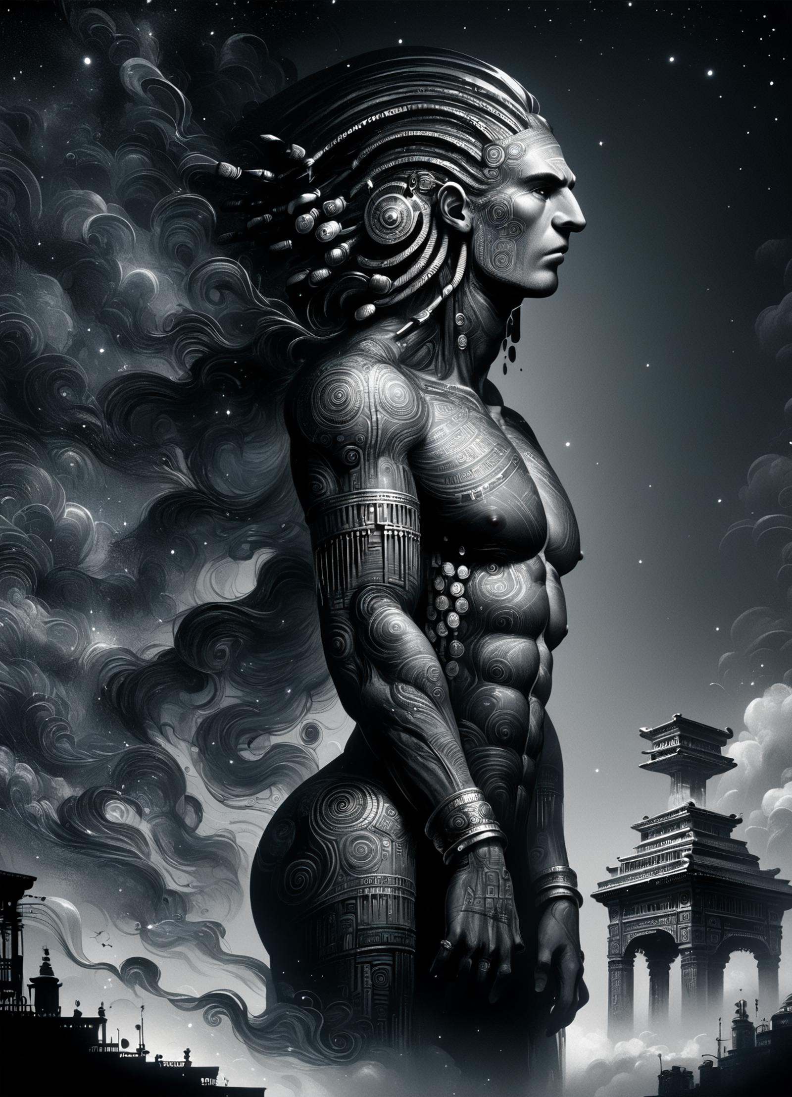 DonMN0c7urn4l1nkXL ink,  strigoi,  Giant being from Aztec mythology on Tensor.Art